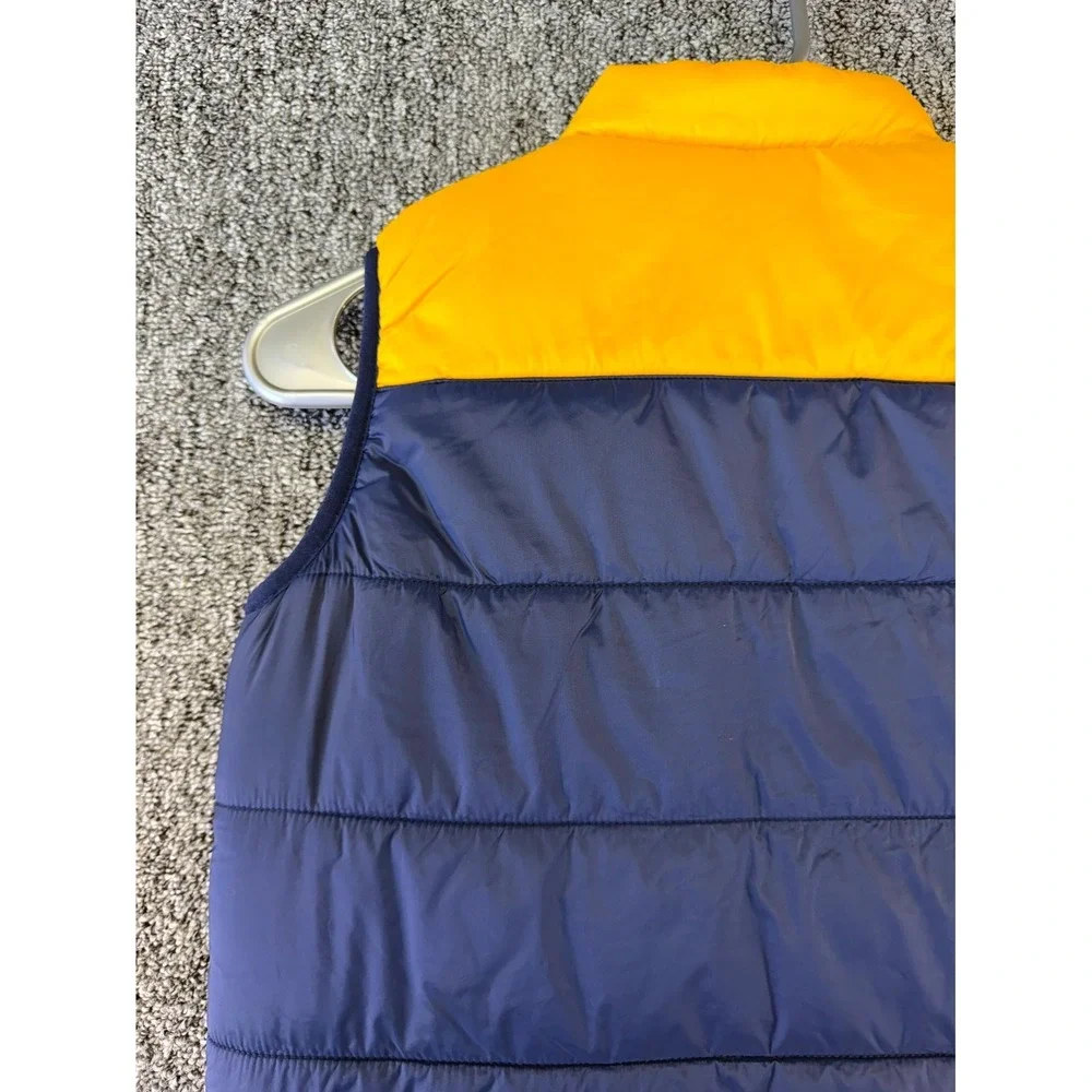 Janie and Jack Reversible Puffer Vest Boys 7/8 Blue Yellow Adventure Outerwear